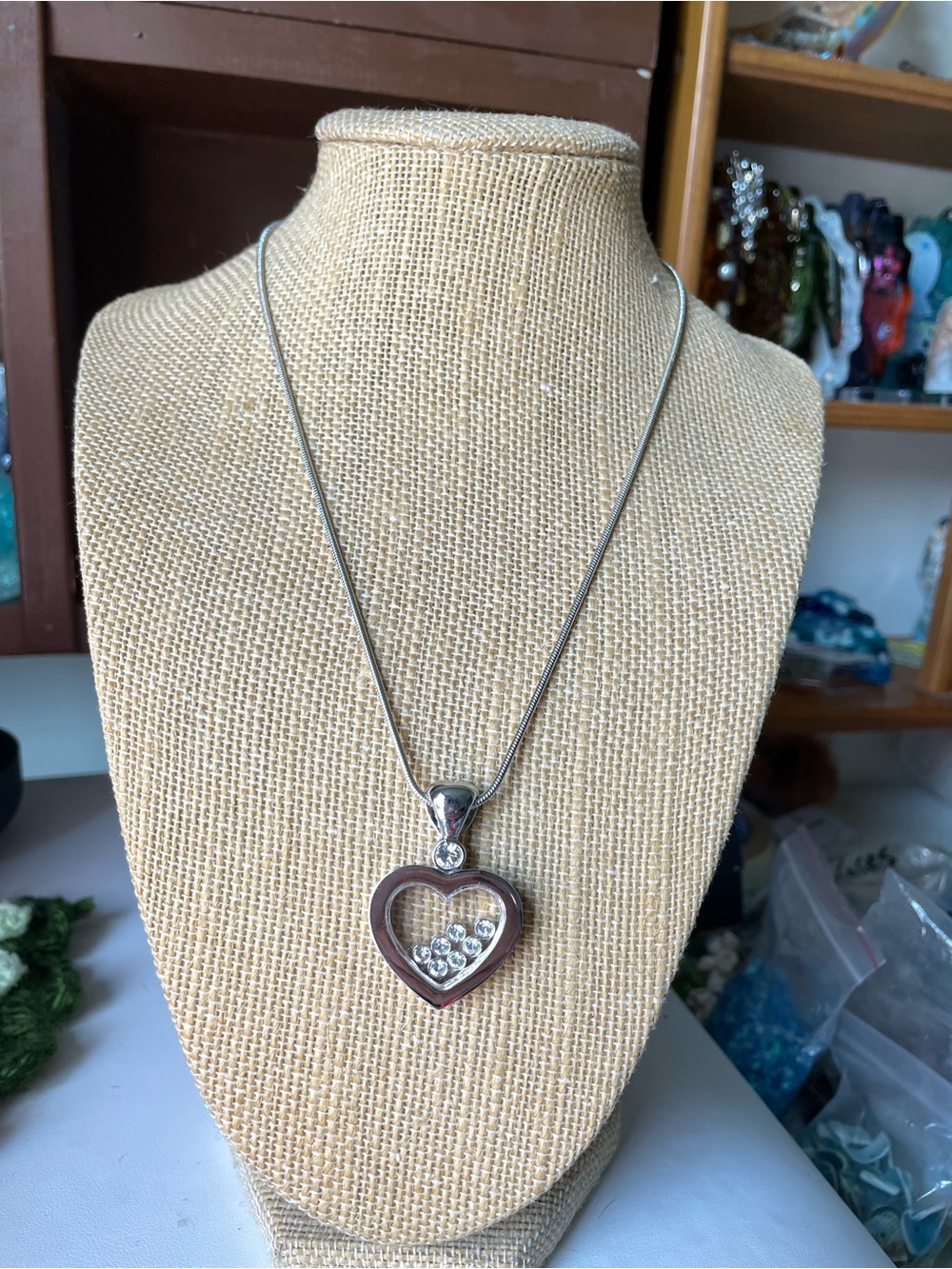 Heart-Shaped Silver window Pendant Necklace - shadow box